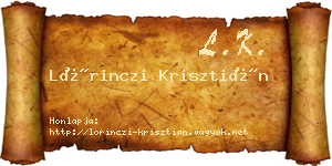 Lőrinczi Krisztián névjegykártya